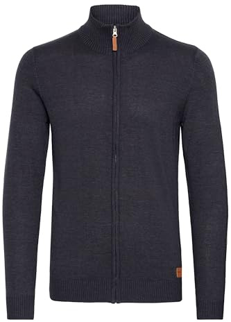 Blend BHNorman Herren Strickjacke Cardigan Feinstrick Pullover mit Stehkragen Reißverschluss Rippbündchen Baumwollmischung Regular fit, Größe:S, Farbe:Navy (70230)