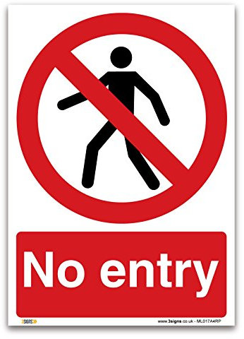 No Entry Safety Sign A4 (297 x 210 mm) – Bold Clear PVC Prohibition Sign for Restricted Access – Durable, Weatherproof, EU & UK Compliant BS EN ISO 7010 Safety Standards