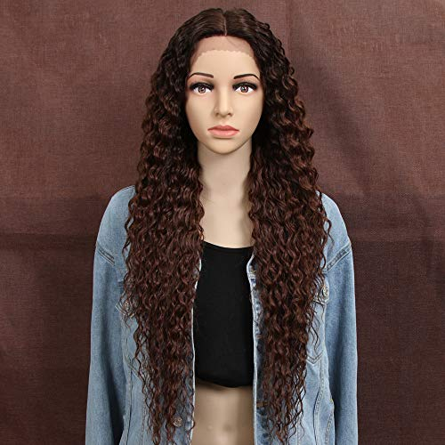 Style Icon Lace Front Perücken Wigs 71cm Curly Wellige Synthetische Perücken Für Frauen Tief mittel Teil Baby Haar Hitzebeständige Fasern Spitze Front