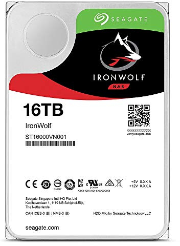 Seagate IronWolf Interne Festplatte 3,5 16TB HDD Garantie 3 Jahre 256MB 7200rpm Betrieb 24 Stunden PC NAS für RV Sensor ST16000VN001