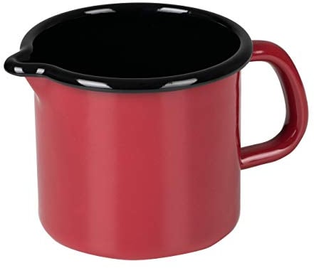 Riess, 0039-020, Schnabeltopf 10, CLASSIC - COLOR ROT, Durchmesser 10 cm, Höhe 10 cm, Inhalt 0.75 Liter, Emaille, rot/schwarz, Induktion
