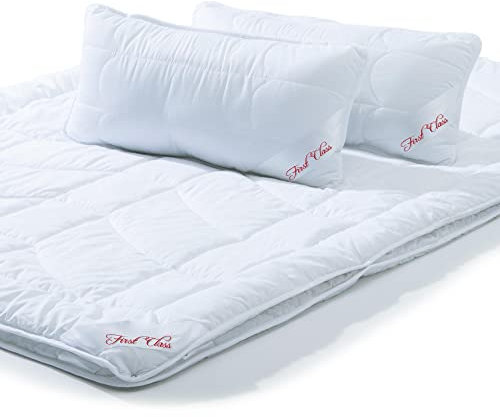 CelinaTex First Class 4 Jahreszeiten Steppdecken 220 x 240 cm Set mit 2X Kopfkissen 40 x 80 cm Winter Sommer Steppdecke