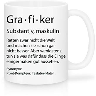 Shirtinator Beruf Definition Grafiker Geschenk Tasse mit Spruch, Arbeit Kollegen Gag Job witzig Teetasse