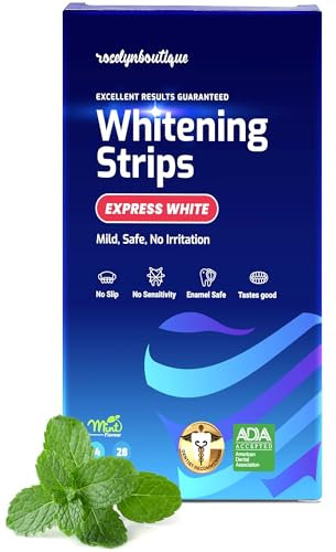 Strisce sbiancanti per la cura dello smalto, kit sbiancante naturale per uomini e donne (menta 28 strisce)