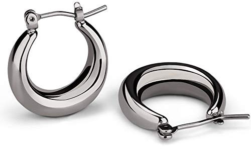 LILIE&WHITE Creolen Damen Ohrringe in Schwarz, Elegantes Design mit Kreisform, Farbtreu & Langlebig, Geschenkidee für Geburtstag, Jahrestag und besondere Anlässe