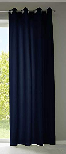 Gardinenbox 1er Set Vorhänge Schal Ösen »Berlin« HxB 225x140 cm Dunkelblau Blickdicht Microsatin Lichtdurchlässig Uni Matt, 20405N