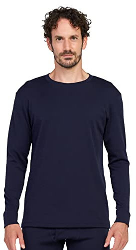 LAPASA Herren 100% Merinowolle Mittelschwere Thermo-Unterwäsche, Thermo-Oberteile, Funktionelle Unterwäsche, Ski-Unterwäsche M67 Extra warm (L, Navy)