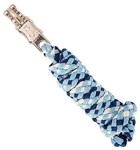 Merauno® Lead rope for horse - tethering rope in various stylish designs, lead rope, pony, donkey, goat with panic hook, black, blue, rose gold, beige (beige blue, panic hook)