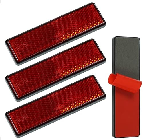 evermotor Reflektoren Motorrad 4 Stück, E4 E-geprüft hinten rot 94 X 27.5 X 9 mm selbstklebend Rückstrahler Scheiben Katzenauge Roller Quad Kennzeichenhalter