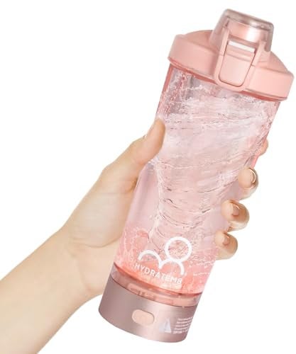 HYDATEM8 Electric Portable Protein Shaker Bottle With Fast Charge And Powerful Motor– Easy Clean 600ml 20oz Shaker Bottle – BPA Free Leakproof Protein Drink Mixer (Baby Pink)