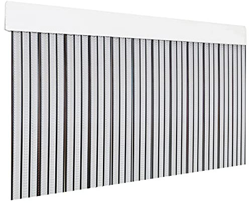 HOME MERCURY – Cortina plana para puerta exterior o interior, material PVC – libre de insectos (210x120CM, Transparente+Filo Negro P4)