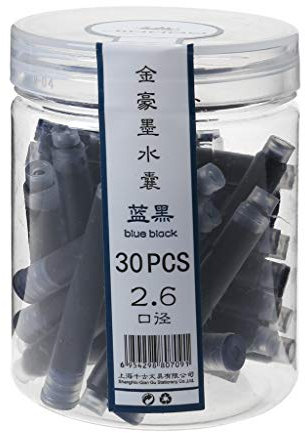 Ixkbiced 30pcs Jinhao Universal Black Blue Fountain Pen Ink Sac Cartridges 2.6mm Refills School Office Stationery