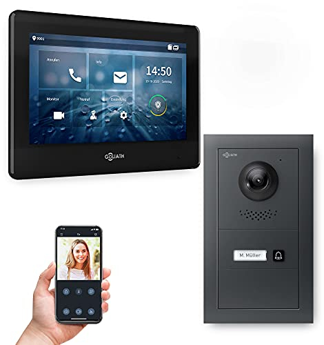 Goliath Hybrid | IP | Full-HD Video Türsprechanlage | App | 1-Fam | 1 x Full-Touchscreen 7 | Aluminium Unterputz Türstation | + Blanko Modul | 180° Ultra-Weitwinkel | AV-IPS-668