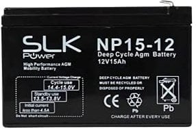 SLK Power Mobility Scooter AGM Battery 1 x 12v 15ah Quality and Performance, Reliable and Long Lasting Replacement Batteries for Electric Scooters and Wheelchairs
