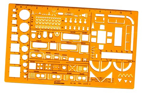 F Fityle Maßstab 1:50 Vorlagen Lineal Architektur Formen Symbole Entwässerung Layout Schablone für Den BAU von Möbeln Bodenzeichnung Geometriemessung