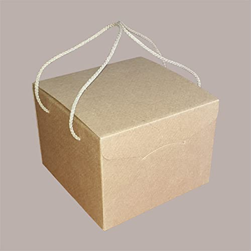 Lucgel Srl 5 Stück geheime Schachtel für Panettone niedrig aus Karton Havanna mit Kordeln 245 x 245 x 180 mm