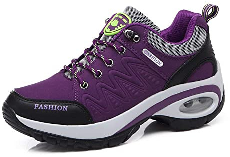 Scarpe da Donna con Zeppa con Tacco alla Moda in Ecopelle con Plateau Scarpe con Suola a bilanciere Scarpe da Ginnastica con Lacci Viola 40 EU