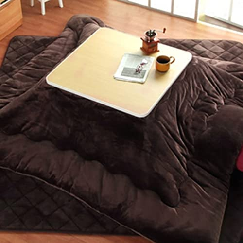 Kotatsu Heizung Futon Set Japanischer Stil Massivholz Japanisches Zimmer Niedriger Tisch Tatami Couchtisch/Kotatsu Tisch+Heizung+Decke+Bettdecken (Color : Brown, S : 120 * 80 * 41cm)