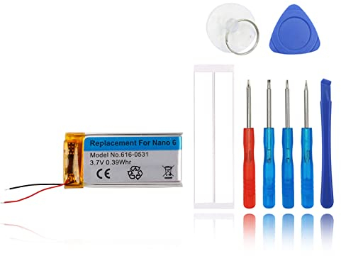 SwarKing Replacement Battery Compatible with iPod Nano 6 Gen. A1366 MP3 / MP4 Music Player 616-0531, 616-0532 with Toolkit
