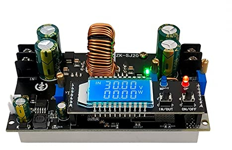 Buck Boost Converter, ZK-SJ20 DC-DC 300W 20A MPPT Boost Buck Spannungswandler CVCC LCD Display Step UP Down Stromversorgungsmodul Solarladegerät