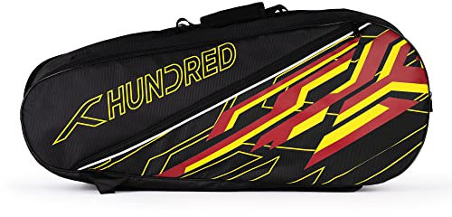 HUNDRED Two Step Badminton & Tennis Racquet Kit Bag (Navy, Size: Medium/6in1) | Material: Polyester | Multiple Compartment with Side Pouch | Easy-Carry Handle |Padded Back Straps | Front Zipper Pocket