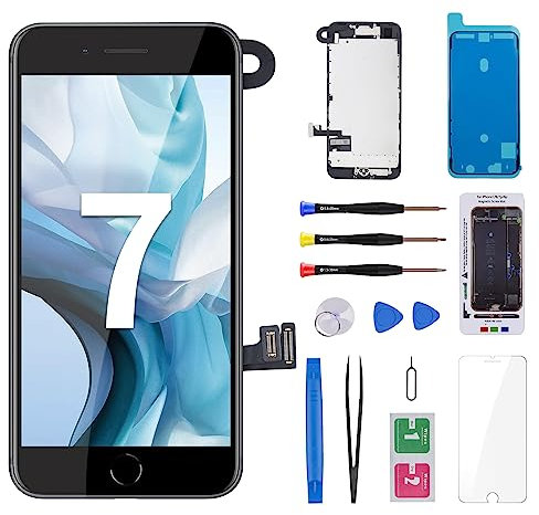 CYKJGS Ersatzbildschirm für iPhone 7, mit Home-Taste, 4,7 Zoll, 3D-Touch-LCD-Display, Digitizer, komplette Montage mit Frontkamera, Ohrlautsprecher, Frontglas, Reparaturset für A1660, A1778, A1779,