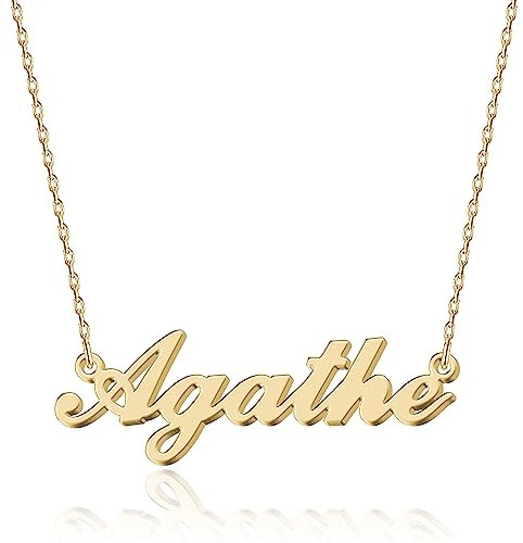 UMAGICBOX Personalisierte Namenskette Agathe 18K vergoldet - Personalisiert aus 316 Edelstahl, das perfekte Geschenk zum Geburtstag, Muttertag oder als Liebesbekundung zum Valentinstag
