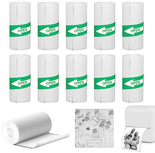 KERANEET 10 Rollen Thermorollen Thermopapier Selbstklebend Mini Drucker Aufkleber thermorollen 57x25mm Mini Drucker Sticker Thermopapier für Kinderkamera für Mobiler Fotodrucker