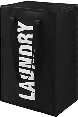 Maxsilan 50L Laundry Basket with Extended Handle, Collapisable Laundry Bag, Foldable Laundry Hamper, Folding Washing Storage Bin, Black