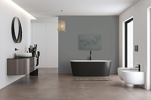 A.S. Création Leinwandbild Wal Tiere - Kunstdruck grau schwarz - 90x60 cm Querformat - Moderne Wanddekoration Schlafzimmer Wohnzimmer Küche - Bild auf Keilrahmen