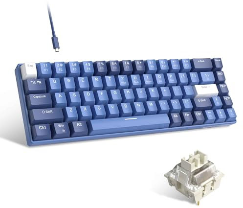 MageGee Portable 60% Gaming Mechanical Keyboard, Minimalist MK-Box RGB Backlit Compact 68 Keys Wired Office Keyboard with Ivory White Switch for Windows Laptop PC Mac Convenient(Dark Blue)