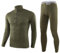KONG JIMFAN Thermo Unterwäsche Set Radlerhose Extra Dünn Thermounterwäsche Herren Baumwolle Kompressionshose Herren Kurz Langes Unterhemd Herren Thermo Laufhose Herren(Grün,XL)
