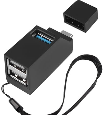 HATMINI Hub USB a 3 porte, adattatore di espansione USB maschio a femmina 2 pezzi splitter da 90 gradi 1 porta USB 3.0 e 2 porte USB 2.0 Dati per il collegamento di disco rigido (USB C)