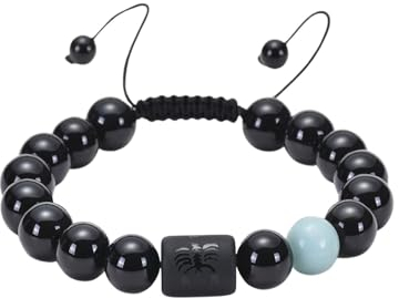 Wycian Armband Damen Holz, Männer Armband Verstellbar Perlen Achat Kristall Hellblau Verstellbarer Runder Zylinder Aus Naturstein 18cmx10mm 1er Naturstein