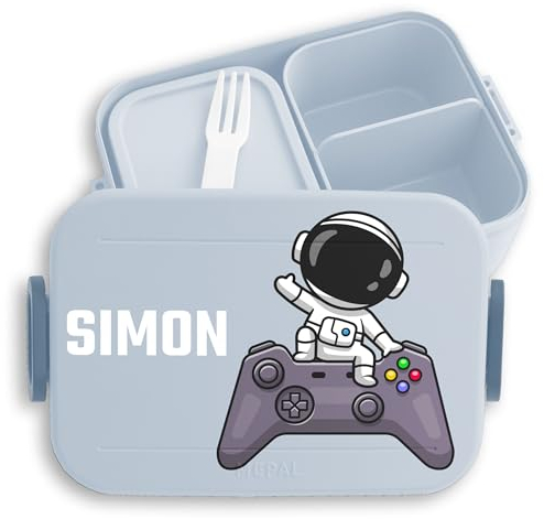 Kinder Bento Box Midi Lunchbox für Mepal Bentobox - Gaming - Astronaut Controller Zockerlebnis Gaming-Kultur Zocker Gaming-Begeisterung Gamer - 900 ml - Hellblau - astronauten brotdose
