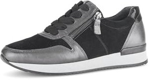 Gabor Damen Low-Top Sneaker, Frauen Halbschuhe,Best Fitting,Strassenschuhe,Freizeitschuhe,Turnschuhe,Laufschuhe,schwarz/antiksilb.,37.5 EU / 4.5 UK