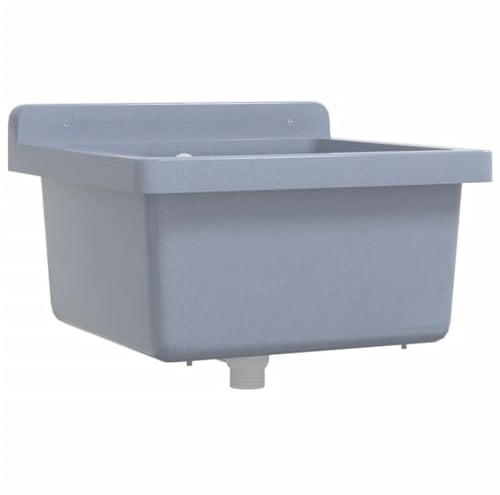 VidaXL Fregadero de Pared de Resina Gris 40x40x24 cm - Lavabo Utilitario para Cuarto de Baño