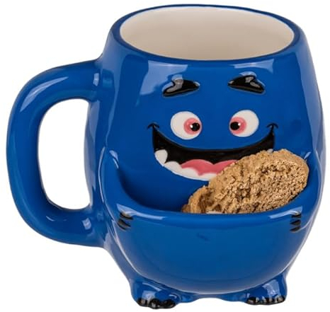 Inevitable Party Cookie Cuddler Dolomite Mug | Monster Mug with Cookie Holder Compartment | Capacity 400ml (Blue)