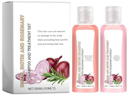 Zwiebel, Biotin Und Rosmarin Shampoo Und Behandlung Set, Rosmarin Shampoo Set Anti Haarausfall Shampoo Feuchtigkeit Shampoo Rosemary Zwiebel Für Alle Haartypen (Shampoo+Conditioner)