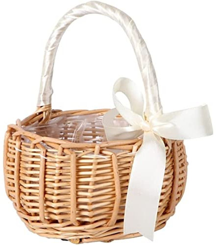 Picknickkorb Picknick Korb Geflochtener Blumenkorb, Handkorb, Picknickkorb, Hochzeit, Dekorativer Korb, Geschenk Picknickkörbchen(Size:19 * 10 * 22cm)