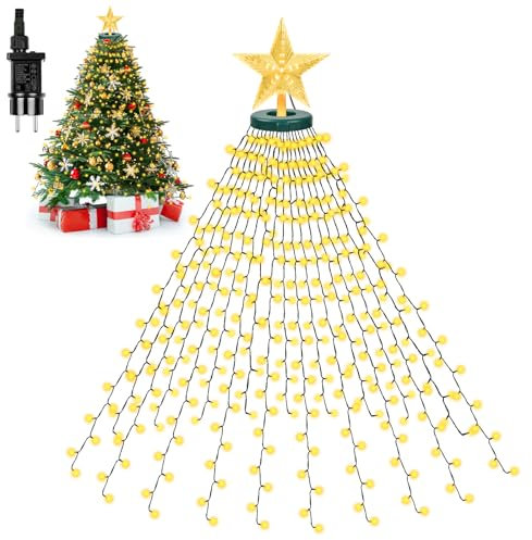 WUQNGI Guirlande Lumineuse Sapin Noël Avec Anneau et Étoile - 400 LED 2Mx16 Brins - Lumières Intérieur et Extérieur Étanche Pour Fête Festival Soirée