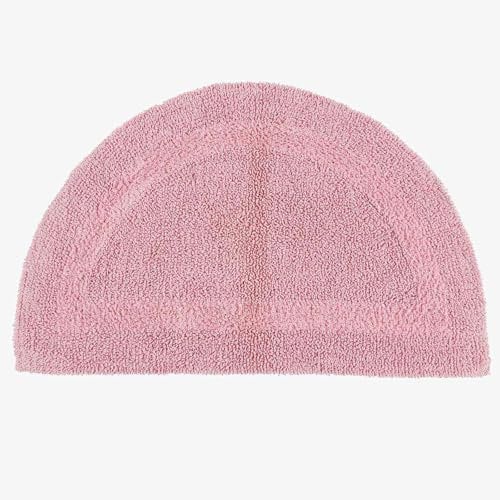 Homescapes Halbrunde Badematte rosa, Premium Badvorleger 50x80 cm, Badteppich Baumwolle mit Wende-Design