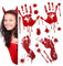 12 Stück Halloween Deko Fensterbilder Horror Blutige Handabdrücke Fußabdruck Selbstklebend Wandaufkleber Fenster Tür Aufkleber Wandsticker Dekorations Party Fensterdeko Wanddeko DIY Halloween Deko