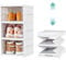 Heikoeco® Klappbares Schuhregal, Faltbare Schuhboxen stapelbar mit 3 Ebenen, Platzsparender Schuhschrank aus Polypropylen bis Größe 46, Organizer Box mit transparenter Tür (3 Ebene)