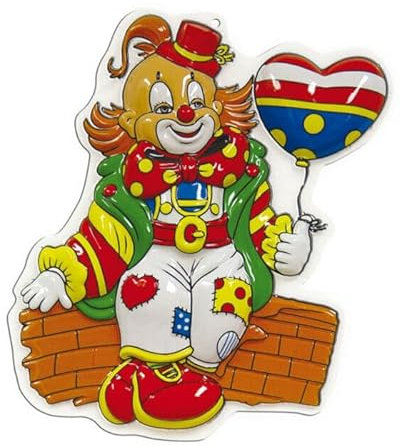 NEU Wand-Deko Clown, Herzballon, 1 Stk. Ca. 47cm
