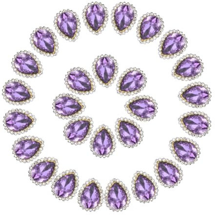 PATIKIL 0.5 Strass da Cucire, 50Pz Strass Cristallo a Goccia, Pietre Preziose Punta Metallo con Retro Piatto per Artigianato Scarpe Vestiti Orecchini Cinture Decorazioni Cucito, Viola