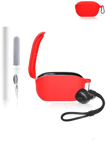 Silicone Protective Case for JBL Wave Buds 2 Earbuds - Durable and Eco-Friendly Bluetooth Earphone Cover with Precise Holes - Shock-proof, Comfortable Touch - Red