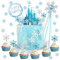 Eiskönigin Geburtstagsdeko 4 Jahre – Eiskönigin Tortendeko, Frozen Kuchendeko für Mädchen – Geburtstagskerzen Set für Kinderparty, Tortenaufsatz für Eis- & Winter-Motto Schneeflocken