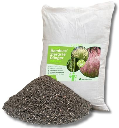 Rodopi Bio-Bambusdünger & Ziergrasdünger Granulat – 3 Monate Langzeitwirkung – 100% pflanzlich & vegan – Organischer NPK-Dünger 7-3-8 mit Eisen – Ideal für Bambus, Gräser, Palmen & Farne 20kg