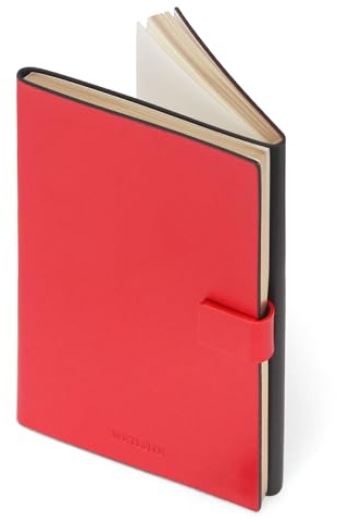 WETLOTE 2er Notizbuch A5, Leder-Softcover, Multifunktionales Notizbuch, Liniert + Kariert, 58 Blatt, für Schule, Büro, Reisen, 14 x 21 cm, Vertikal (Schwarz + Rot)
